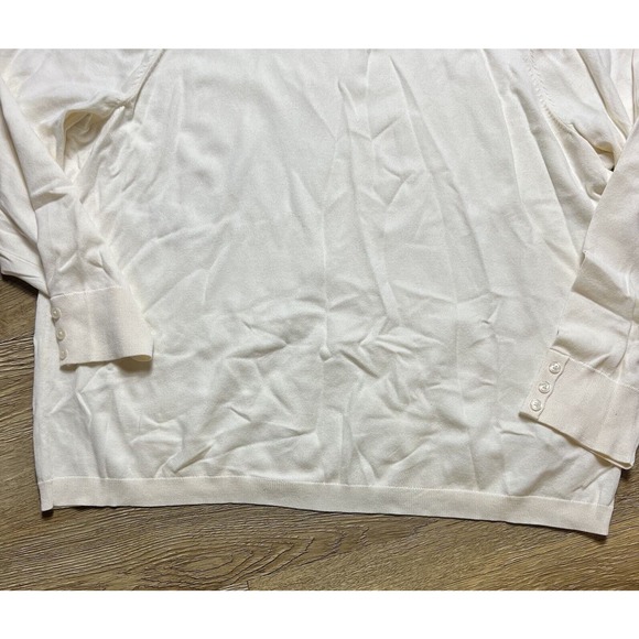 Talbots Turtleneck Women's 3X Plus Button Cuffed Cream Long Sleeve Sweater - Picture 6 of 10